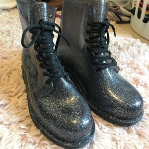 Urban outfitters Sparkly Rain Boots size 9